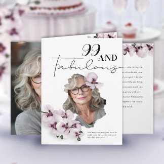 99 & Fabulous Orchid Photo Birthday Greeting Card カード