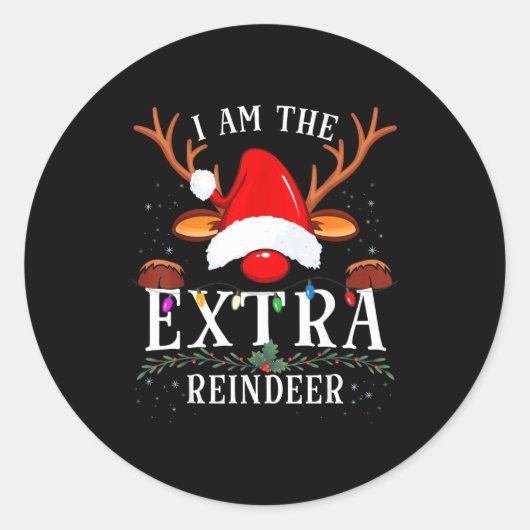 99 I Am The Extra Reindeer Christmas Family Uni-ad ラウンドシール (正面)