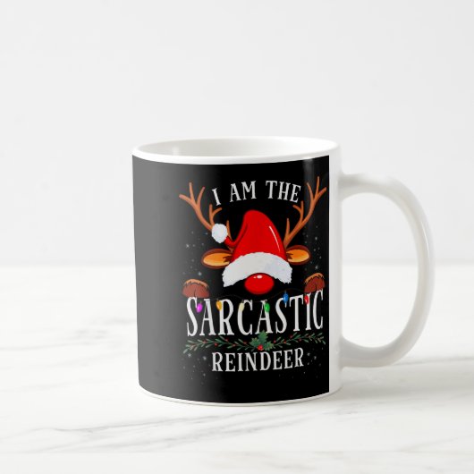 99 I Am The Sarcastic Reindeer Uni-adults Black Co コーヒーマグカップ (右)