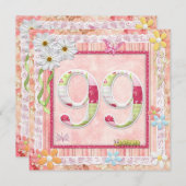 99thバースデーパーティースクラップブック作りスタイル 招待状 (正面/裏面)