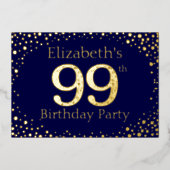 99thバースデーパーティーフォイル招待状 箔招待状 (正面)