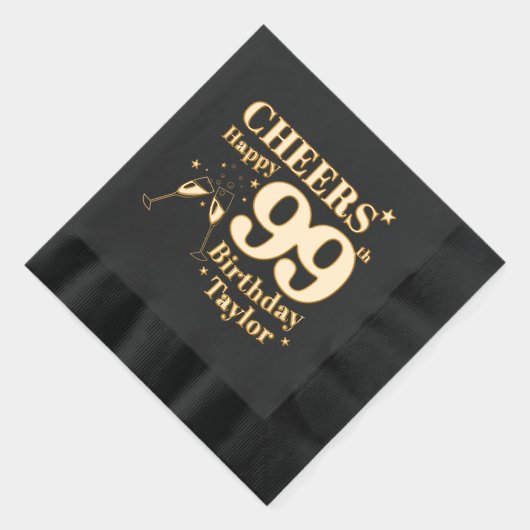 99thバースデーパーティー応援シャンパングラス 箔ナプキン (右)