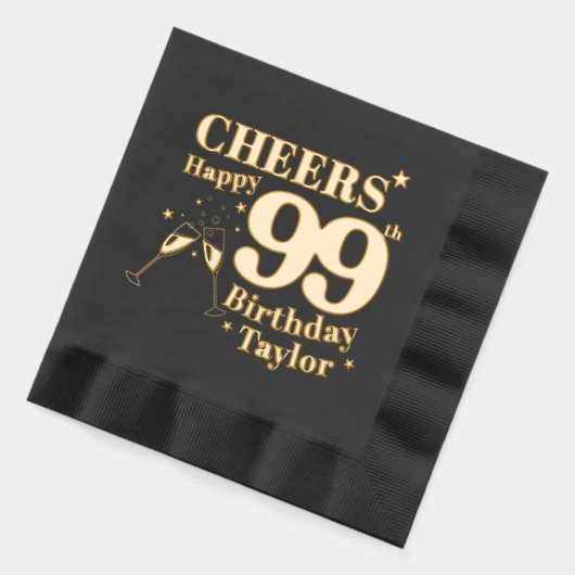 99thバースデーパーティー応援シャンパングラス 箔ナプキン (左)