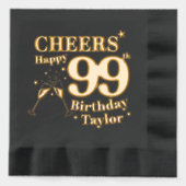 99thバースデーパーティー応援シャンパングラス 箔ナプキン (正面)