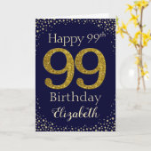 99th誕生日ゴールデングリッターカード カード (黄色い花)