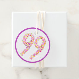 99th誕生日パーティー紫の黄色の花好意 フェイバータグ