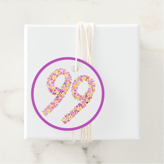 99th誕生日パーティー紫の黄色の花好意 フェイバータグ (インサイチュ)