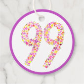 99th誕生日パーティー紫の黄色の花好意 フェイバータグ (正面)