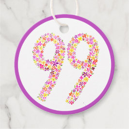 99th誕生日パーティー紫の黄色の花好意 フェイバータグ