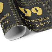 99th誕生日-インスパイアアールデコルック"99" & Name ラッピングペーパー (ロールコーナー)