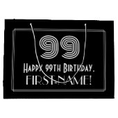 99th誕生日—インスパイアアールデコ「99」と名前 ラージペーパーバッグ (裏面)