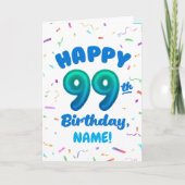 99th Balloon Number Custom Name Birthday Card カード (正面)