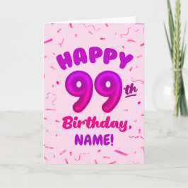 99th Balloon Number Custom Name Birthday Card カード