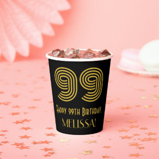 99th Birthday: Art Deco Inspired Look “99” & Name 紙コップ