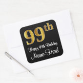 99th Birthday – Elegant Luxurious Faux Gold Look # スクエアシール (封筒)