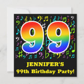 99th Birthday Party:おもしろい音楽記号, Rainbow 99 招待状 (正面)