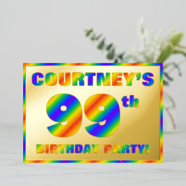 99th Birthday Party —おもしろい、レインボースペクトル「99」 箔招待状