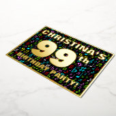 99th Birthday Party —おもしろい、音楽シカラフルンボル 箔招待状 (回転した状態)