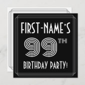 99th Birthday Party:アールデコスタイル(名前をカスタムする付) 招待状 (正面/裏面)