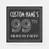 99th Birthday Party:アールデコスタイル+名前をカスタムする スタンダードランチョンナプキン (正面)