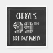 99th Birthday Party:アールデコスタイル+名前をカスタムする スタンダードランチョンナプキン (正面)