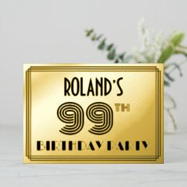 99th Birthday Party —アールデコスタイル「99」 & Name 箔招待状