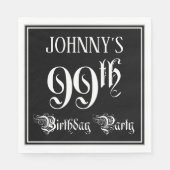99th Birthday Party – スクリプファンシート+名前をカスタムする スタンダードランチョンナプキン (正面)