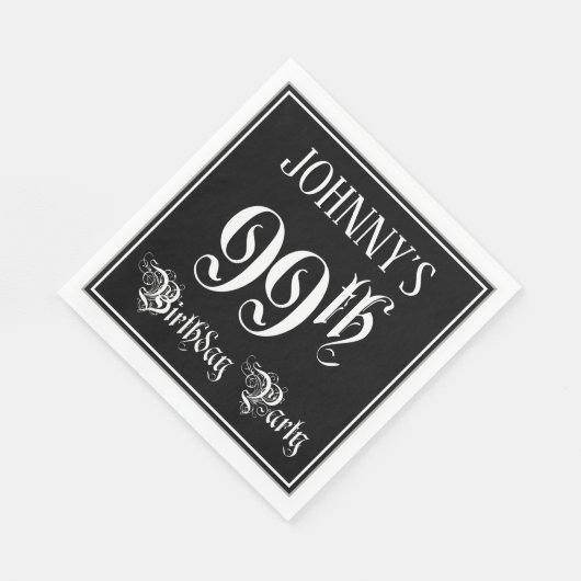 99th Birthday Party – スクリプファンシート+名前をカスタムする スタンダードランチョンナプキン (角)