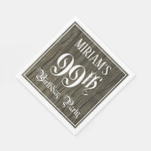 99th Birthday Party — ファンシー Script, フェイク Wood Look スタンダードランチョンナプキン (角)