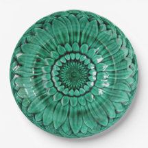 9"のdéjeunersのsurのl'herbeに緑のプレート役立って下さい