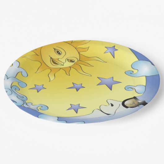 9"カスタムな紙皿か日曜日、月および星 ペーパープレート (アングル)