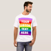 9-ストライプLGBTQ+プライドフラグレインボー追加カスタム文字 Tシャツ (正面フル)