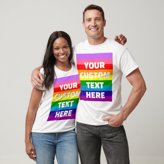 9-ストライプLGBTQ+プライドフラグレインボー追加カスタム文字 Tシャツ (ユニセックス)
