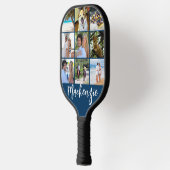9 モダンフォトコラージュのスクリプト名のカスタム色 ピックルボールラケット (左)