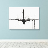 9.モノクロモーションブラック&ホワイトスプラッシュアート キャンバスプリント (インサイチュ (ウッドフロア))