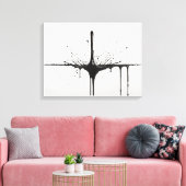 9.モノクロモーションブラック&ホワイトスプラッシュアート キャンバスプリント (インサイチュ (リビング))