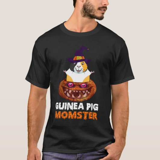 9 モルモットママスター パンプキンモンスター 面白いハロウィン Tシャツ (正面)