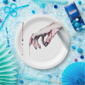 9"ラウンド紙プレートゾンビ血ドリップヴァンパイア得 ペーパープレート (パーティー)