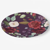 9"ラウンド紙プレートプラムパープルバラ金ゴールドジオメトリ ペーパープレート (アングル)