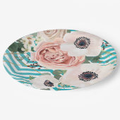 9"ラウンド紙プレート幾何学的バラ山形ティール（緑がかった色） ペーパープレート (アングル)