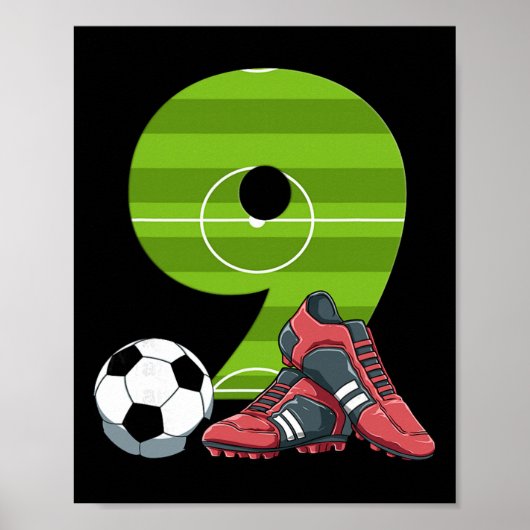 9 誕生日 サッカー 初誕生日 フットボール キッズ ポスター (正面)