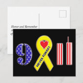 9.11を決して忘れない 黄色のリボン ポストカード (正面/裏面)