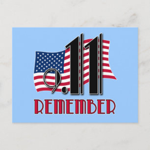 9/11アメリカ国旗のTシャツとREMEMBER ポストカード