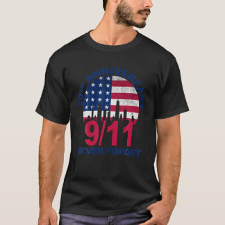 9-11アメリカ愛国的20周年を覚える Tシャツ