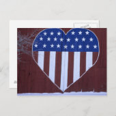 9-11以降、ハート型に描かれた旗のバーン ポストカード (正面/裏面)