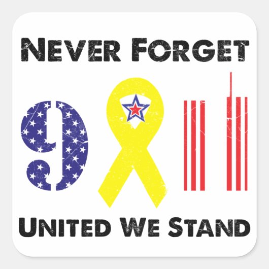 9 11忘れ人も立統一されたたない スクエアシール (正面)