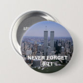 9/11忘れ月11日のツインタワー禁止 缶バッジ (正面&裏面)