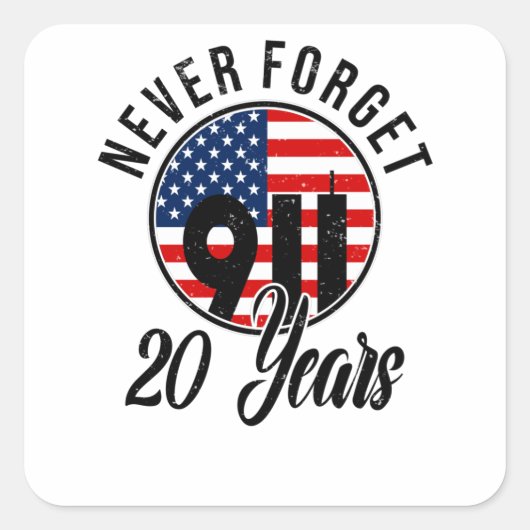 9 11愛国者日国旗USA 9月11日 スクエアシール (正面)