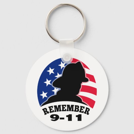 9-11消防士の米国旗を覚えている キーホルダー (正面)