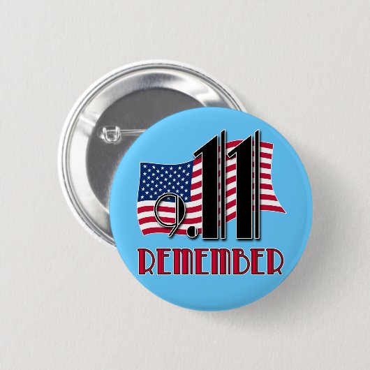 9/11米国旗のTシャツによって覚えて下さい 缶バッジ (正面&裏面)